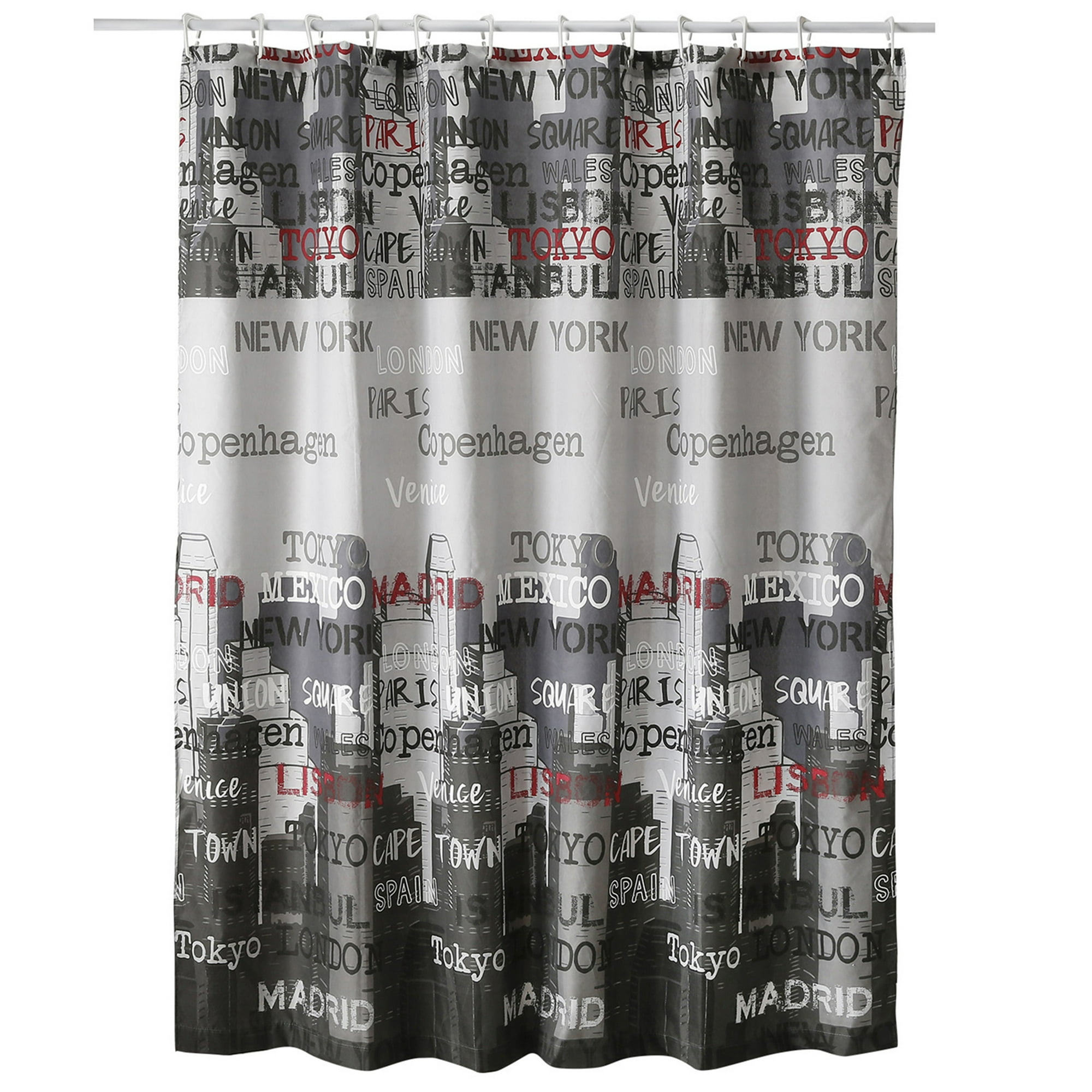 Mallorca - Cortina Para Baño Diseño Capitals Con Forro 2 Piezas