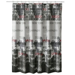 Mallorca - Cortina Para Baño Diseño Capitals Con Forro 2 Piezas