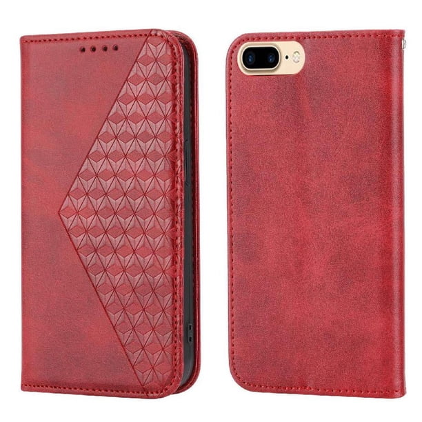 Funda Flip FOXDOCK para iPhone 7/8 , Estilo Billetera con Diseño Rombo, Correa de Mano y Soporte, Uso Diario