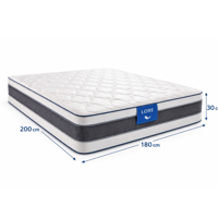 Colchón King Premium Doble Pilo Lore Ultra Confort/ Resorte Pocket 200X180X36