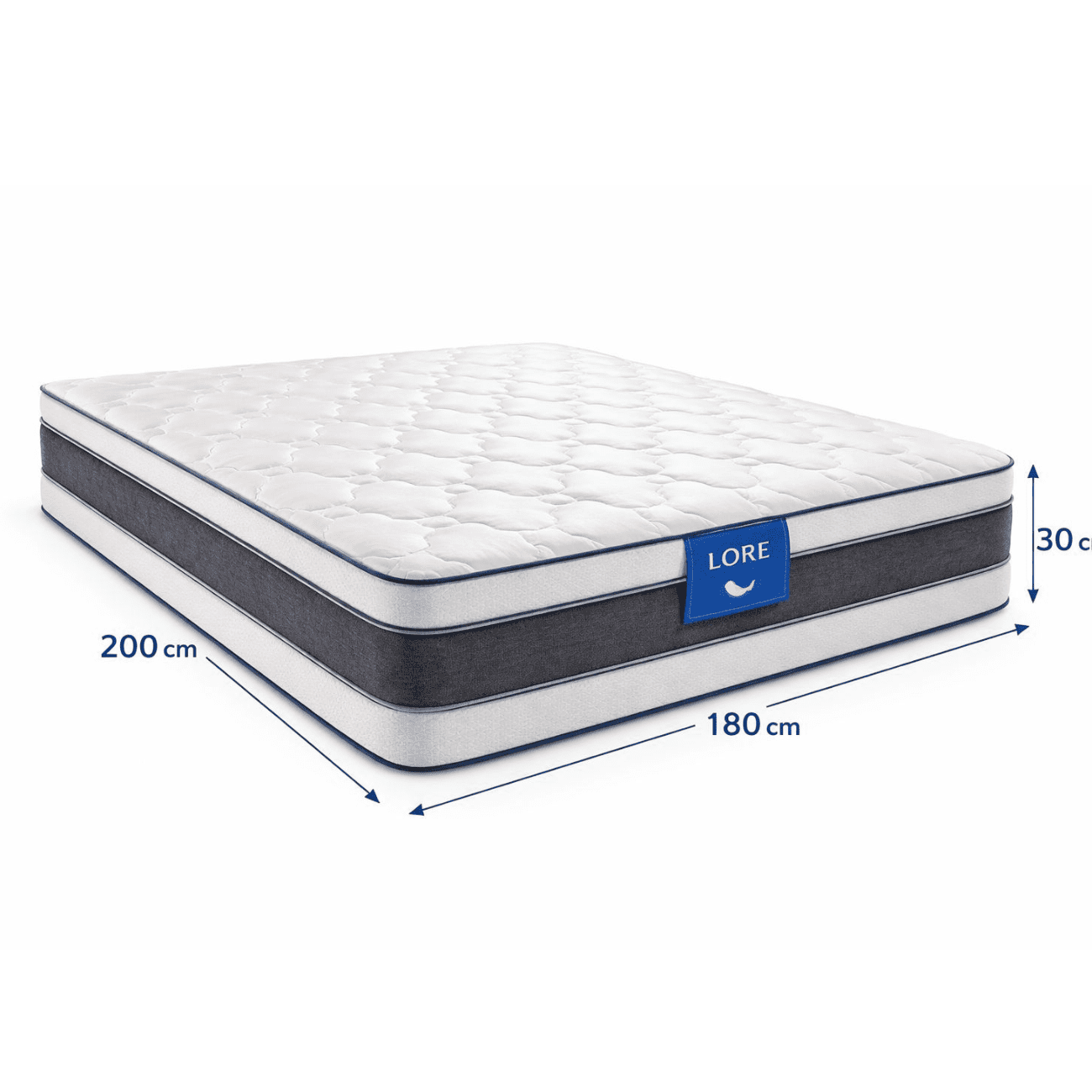 Colchón King Premium Doble Pilo Lore Ultra Confort/ Resorte Pocket 200x180x36