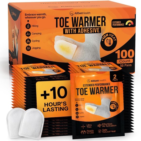Calentadores Desechables para Dedos de los Pies AllSett Health 50 Pares (100 Calentadores)