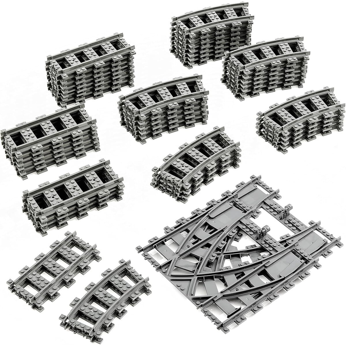 Set De Rieles De Tren Mannidoo 54 Piezas Compatible Lego City