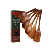 Juego De Utensilios Soomgyeol Seom De Madera De Teca Natural, 6 Piezas