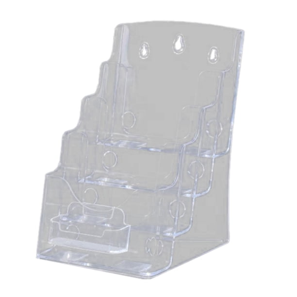 Soporte de Acrílico para Folletos, Tarjetas de Visita, Soporte para Exhibición de Folletos, Soporte de Escritorio O Pared para Hotel, Reunión de Recep A5 4 niveles