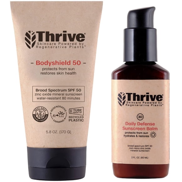 Pack de Protector Solar Thrive Natural Care FPS 30 para Rostro y FPS 50 para Cuerpo