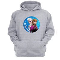 Genérico - Polerón Canguro Elsa Y Anna Gris Claro Talla L Unisex