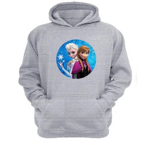 Genérico - Polerón Canguro Elsa Y Anna Gris Claro Talla L Unisex