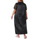 thumbnail image 3 of Agnes Orinda Vestido de Noche para Mujer Talla Grande de Satén con Encaje Hueco Cuello en V Manga Corta Camisón Largo para Descanso 2X Negro, 3 of 6