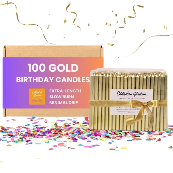 Set de 100 velas doradas de 8 cm Celebration Stadium
