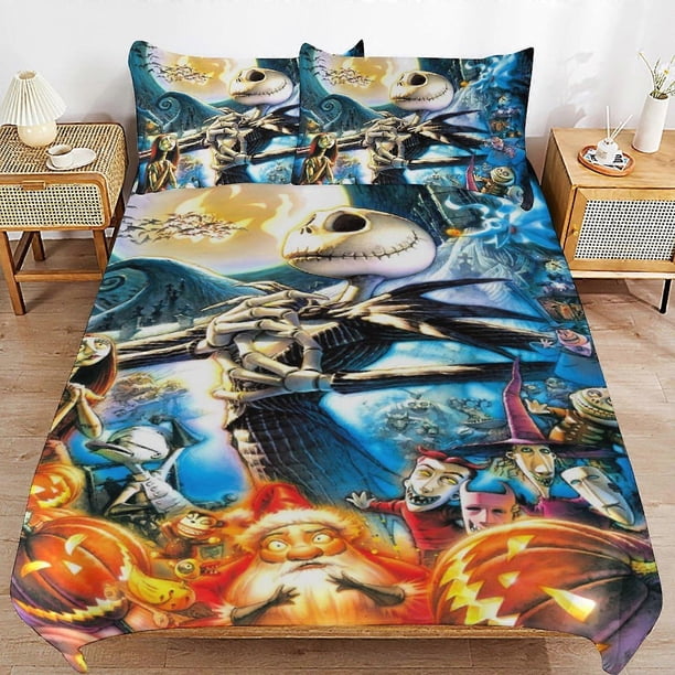 Juego De Ropa De Cama De Pesadilla Antes De Navidad Funda Nórdica Cómoda Y Ligera Juego De Ropa De Cama Con Diseño De Dibujos Animados 3 Piezas