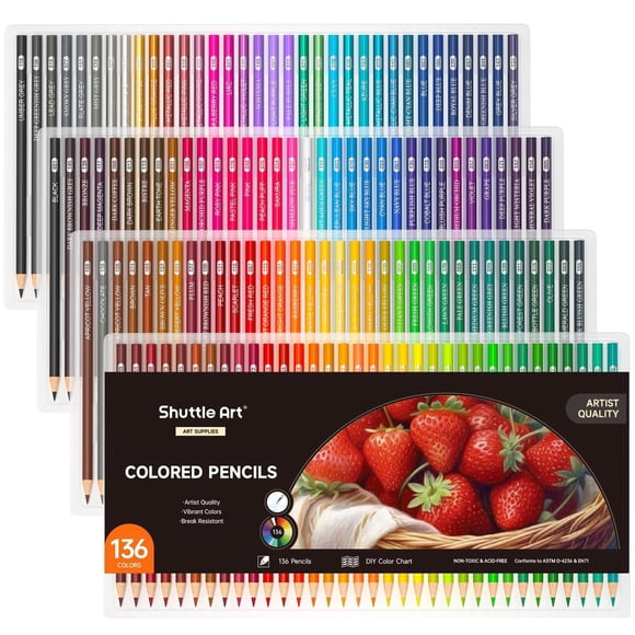 Lápices de colores Shuttle Art 136 Soft Core con carta de colores