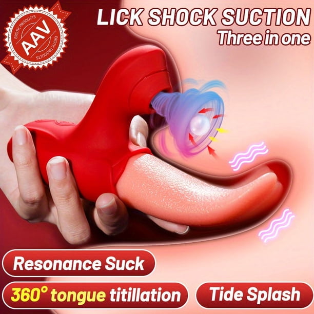 1pc Rose Clitoral and G-Spot Vibrator with 10 Tongue Licking and Tapping Nipple Modes - Double Stimulation Sex Toy for Women and Couples