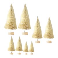 Magideal - 8X Pinos En Miniatura De Escritorio Con Base De Madera, Mini Árboles De Navidad Artificiales De 4 Tamaños Para Escritorio, Decoraciones Para El Hogar Beige