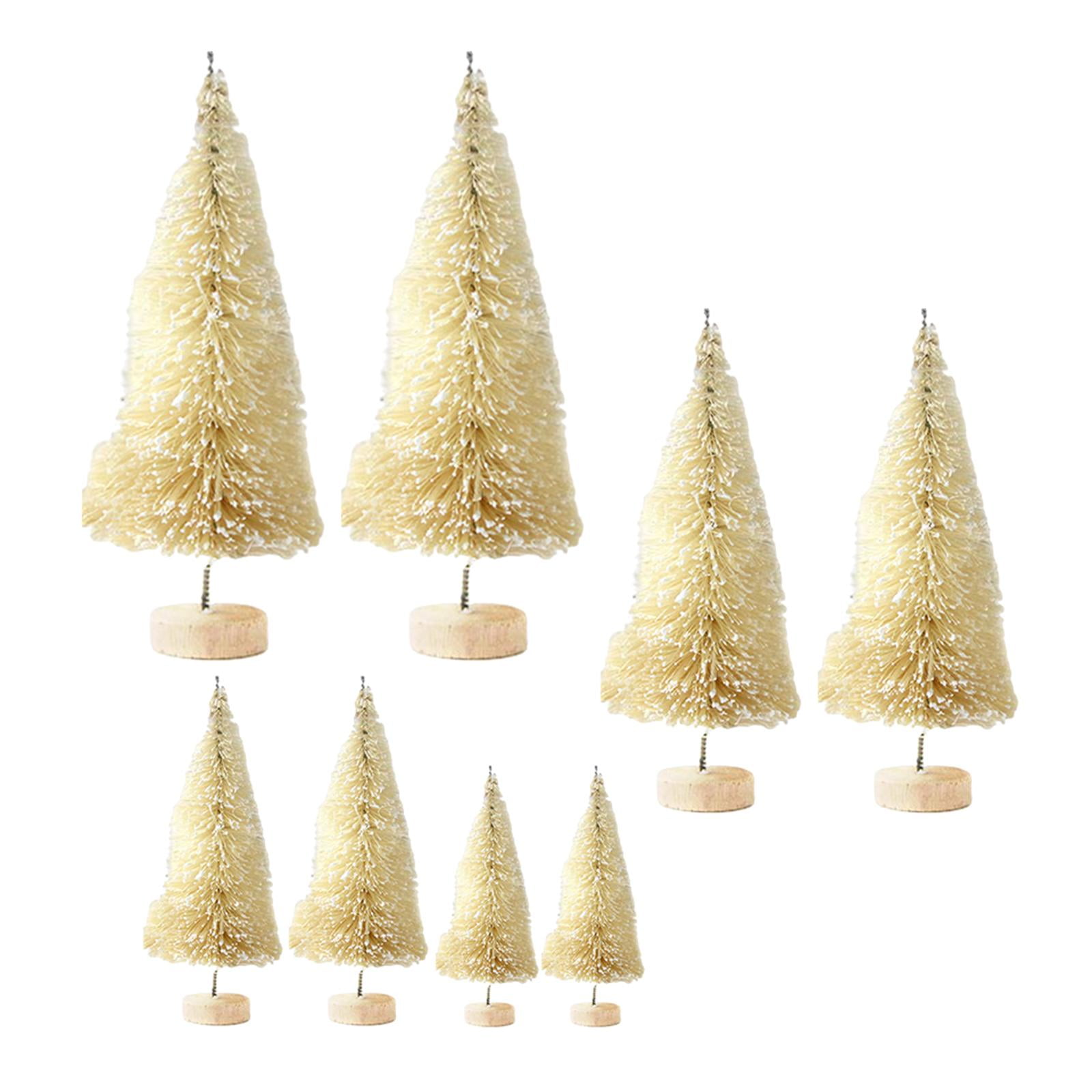 Magideal - 8x Pinos En Miniatura De Escritorio Con Base De Madera, Mini Árboles De Navidad Artificiales De 4 Tamaños Para Escritorio, Decoraciones Para El Hogar Beige
