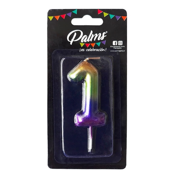 Vela Arcoiris Num 1, 1 Un