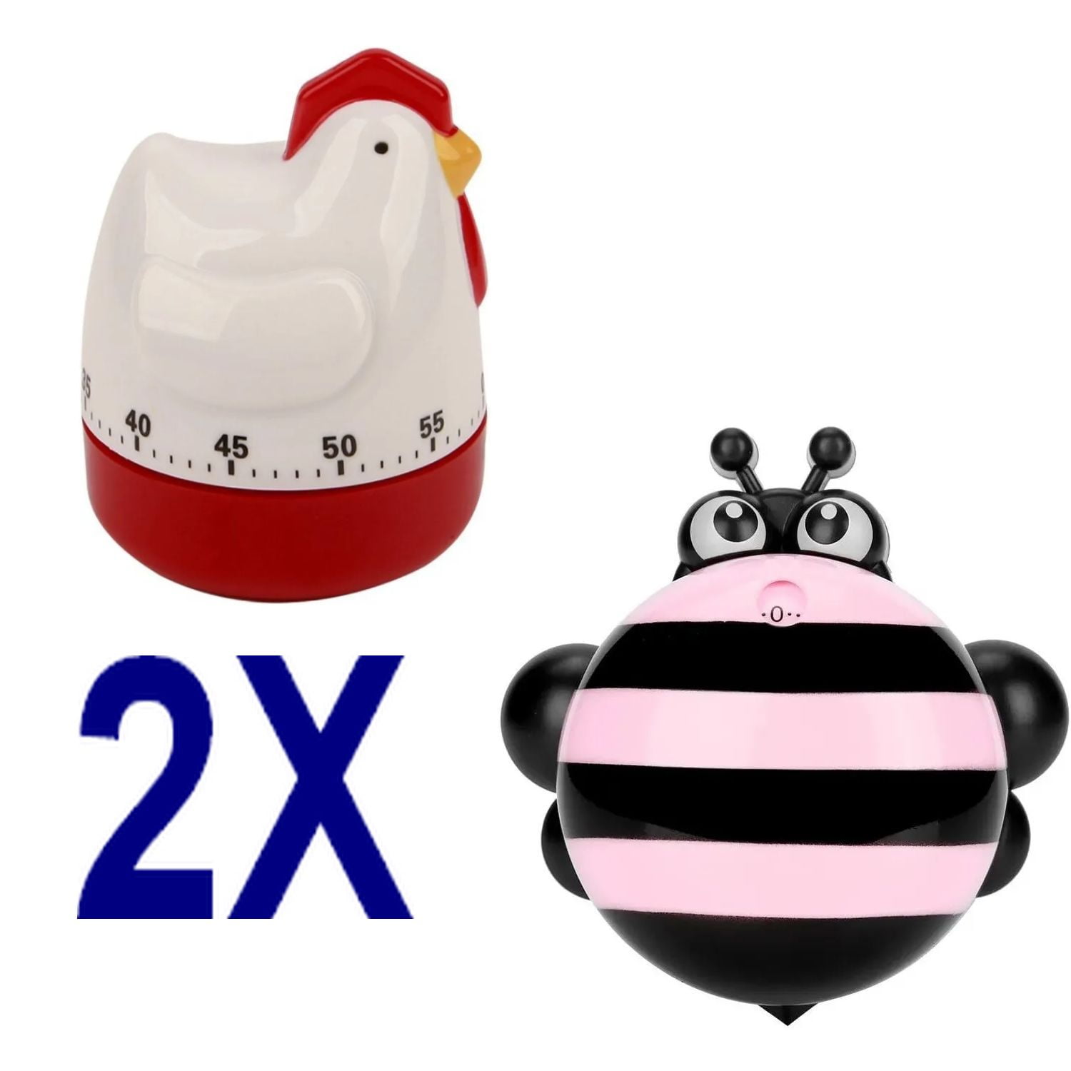 Gen - 2x Timer Cocina De Abeja Y Gallina Temporizador A Cuerda