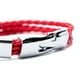 thumbnail image 3 of Pulsera hombre dijes acero triple cuero trenzado rojo, 3 of 6