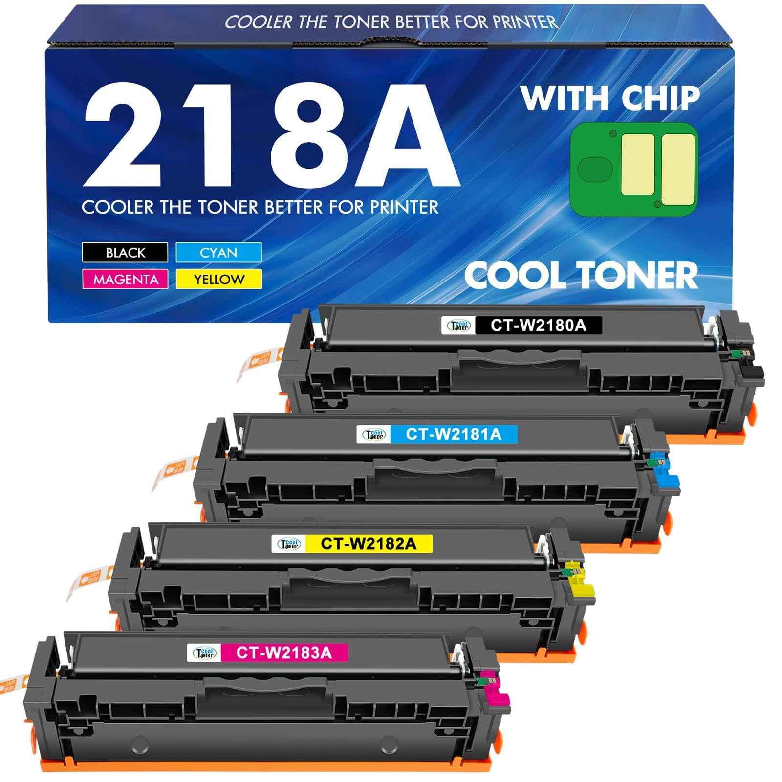 Cartuchos De Tóner Cool Toner 218a 218x De Alto Rendimiento, Paquete De 4