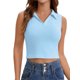 thumbnail image 1 of INSPIRE CHIC Verano Sin Mangas Tops Cortos para Mujer Camisas de Polo de Golf con Cuello en V Deportivo para Entrenamiento XL Azul, 1 of 5