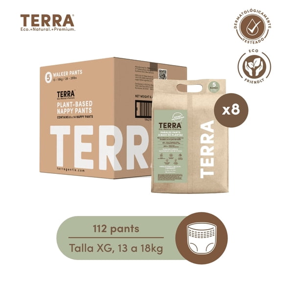 Pants Pañales Biodegradables Terra Caja 8 Paquetes Talla XG 112 uns