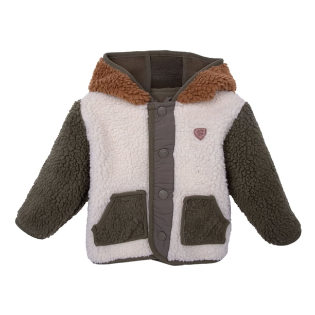 Polerón Bebé Niño Forrado Sherpa y Broches Crudo