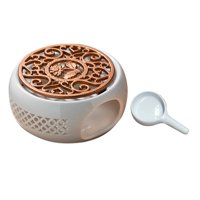 Magideal - Calentador De Tetera De Cerámica, Horno De Con Bandeja Para Velas, Calentador De Leche De Café Calefactor, Calentador , Bronce