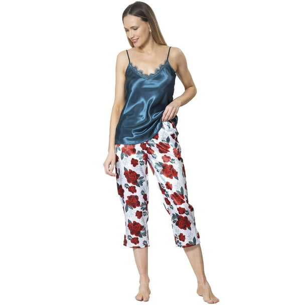 Pijama Satín Capri Top Pabilos Estampado | Estilo Natural