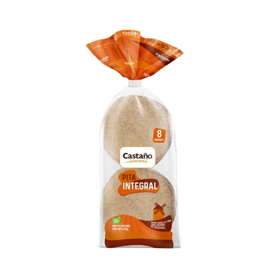 Pan Pita Integral 8 Un 300 g Castaño