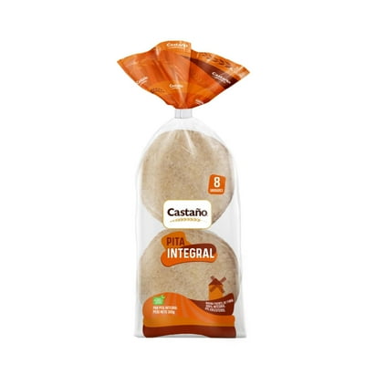 Pan Pita Integral 8 Un 300 G Castaño