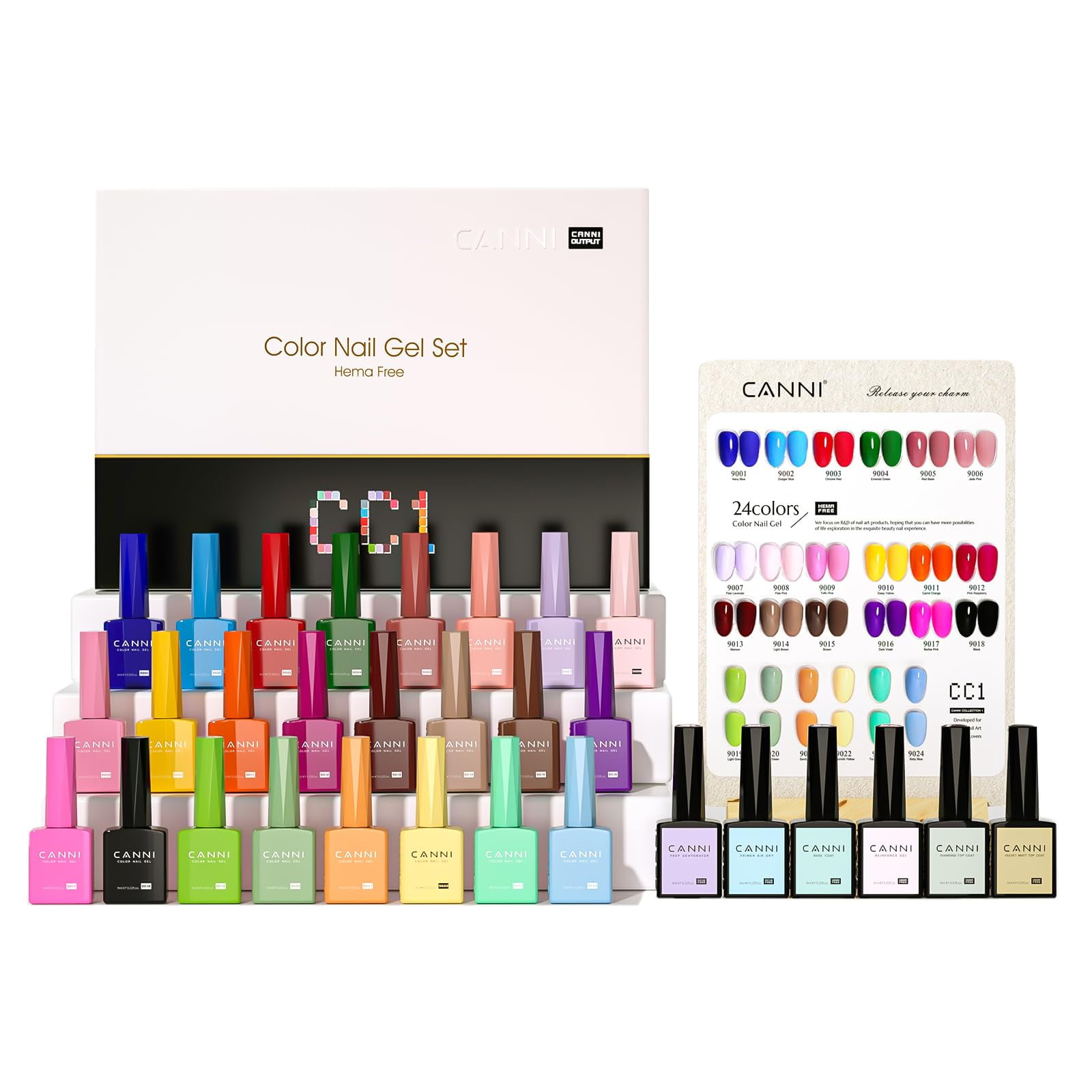 Set De Esmaltes De Uñas En Gel Canni Cc1, 30 Colores, 9 Ml, Sin Hematías