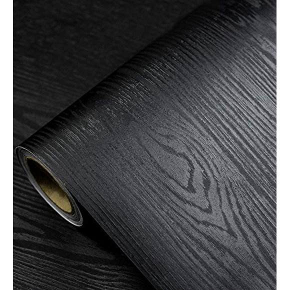 Papel pintado con estampado de madera negra, pelar y pegar, 45 cm x 5 m, vinilo