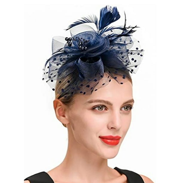 Sombreros para mujer de los años 50 con velo floral, para cóctel, boda, fiesta de té, iglesia, sombrero Derby, sombrero de copa de malla, accesorios para el cabello del jockey club.