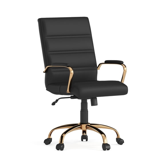 Silla de escritorio Flash Furniture Whitney con respaldo medio, cuero negro