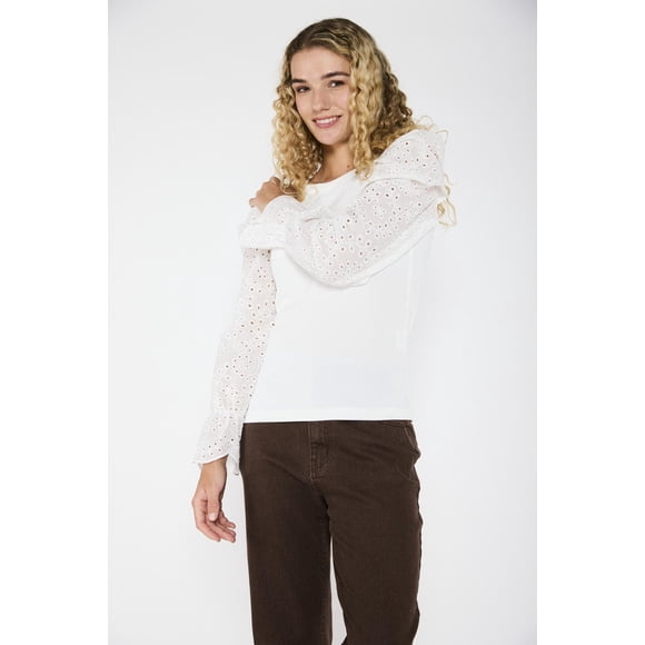 Polera Rib Luna Crudo crema S
