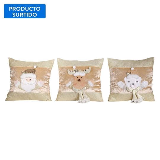 Cojín Cuadrado Dorado 1u, Producto Surtido Holiday Time