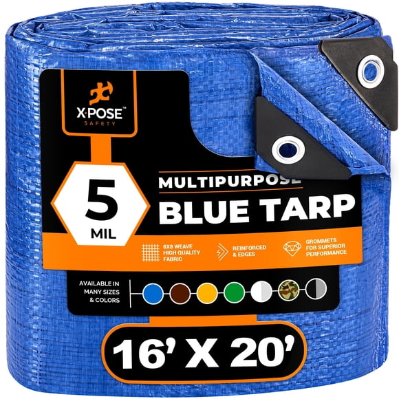 Lona de polietileno Xpose Safety Better, azul, 4,9 m x 6,1 m, resistente al agua