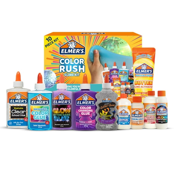 Kit Slime Elmer's Color Rush con pegamento líquido y activador x10
