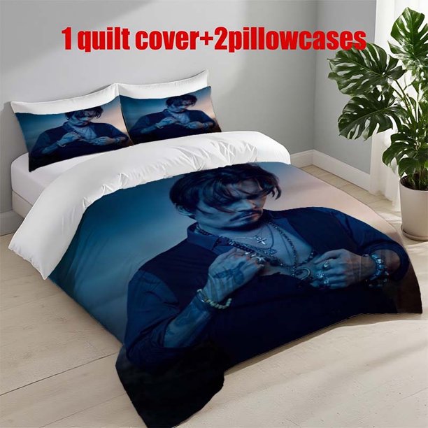 3pcs Johnny Depp Themed Printed Bedding Set Including a Duvet Cover And Pillowcases