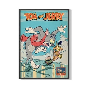 Creango - Cuadro Poster Enmarcado Tom Y Jerry Decorativo