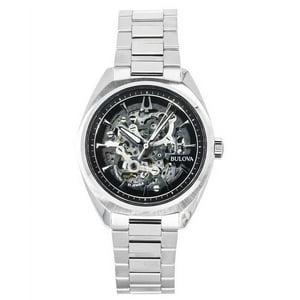Bulova - Reloj Classic Surveyor Automático Esqueleto Esfera Plateada Acero Inoxidable 96A293 Para Hombre