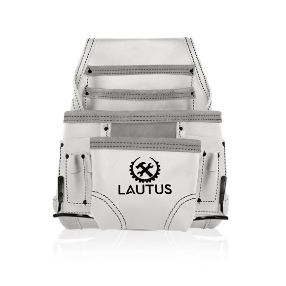 Bolsa de Herramientas LAUTUS de Cuero, 10 Bolsillos, Blanca