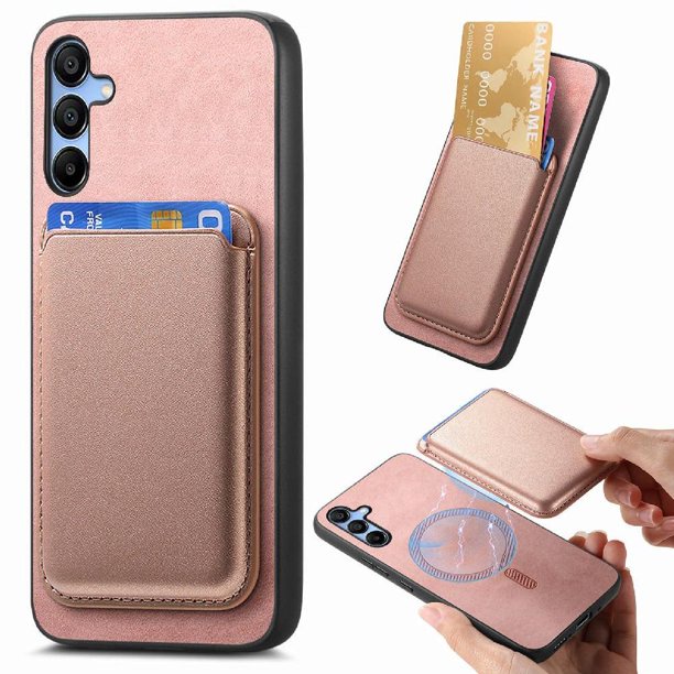 Funda de Cuero Magnética con Tarjetero para Samsung Galaxy A16 Cubierta Delgada Rosa
