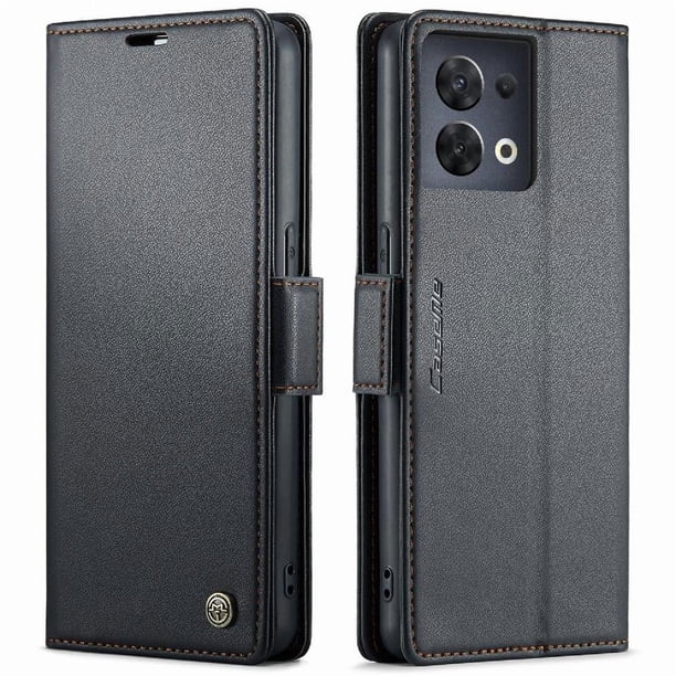 CaseMe tipo cartera OPPO Reno 8 5G con cierre magnético, RFID, tarjetero, soporte, carga inalámbrica