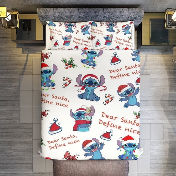 Dear Santa, Define Nice Stitch 3 Pieces Duvet Cover Set Full Size Super Soft Fade Resistant Microfiber