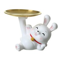 Bothyi - Bonita Estatua De Conejo Con Bandeja De Almacenamiento De Joyas Para Bar Comedor Decoración Tumbado