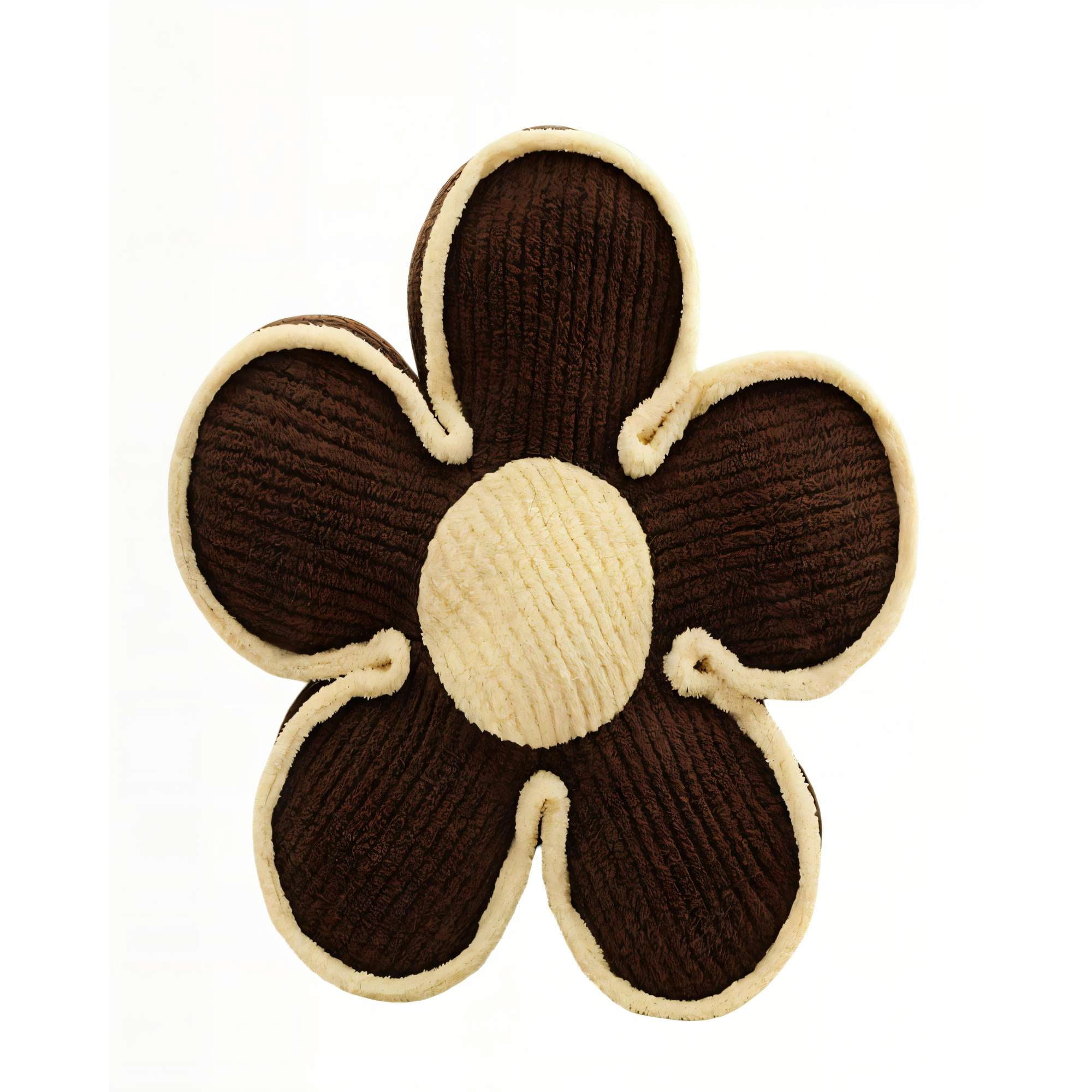 Genérico - Cojin Decorativo En Forma De Flor Color Marron Con Borde Beige