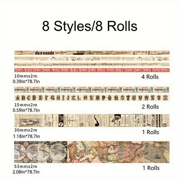 Decorate Anything with 8 Rolls of High-Quality Washi Tape - Perfect for DIY Crafts, Scrapbooking, and Party Decorations