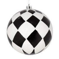 Adorno Navideño Vickerman, Bola Negra Con Purpurina Blanca, 4 Cm