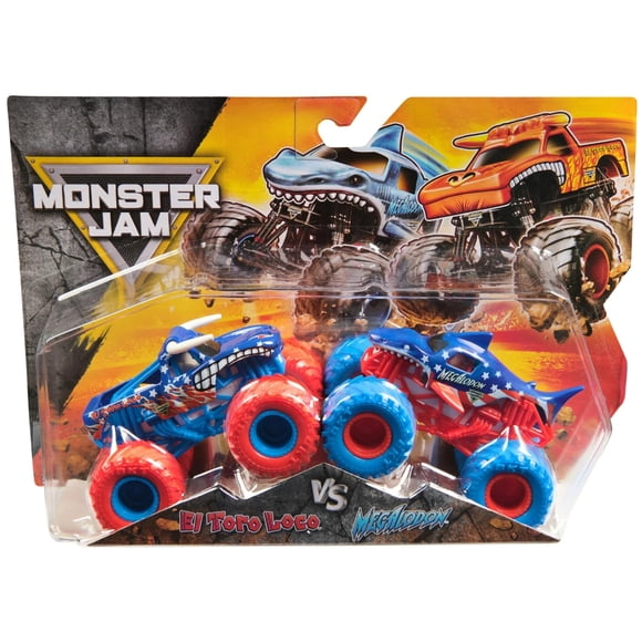 Monster Jam El Toro Loco vs. Megalodon Set de vehículos de metal a escala 1:64